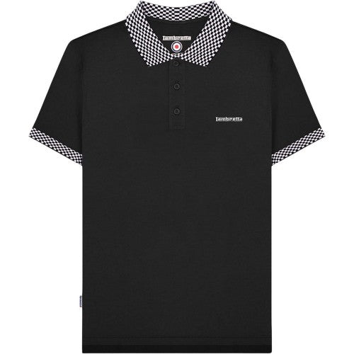 Front - Lambretta Mens Two Tone Badge Polo Shirt