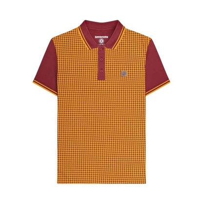 Front - Lambretta Mens Houndstooth Polo Shirt