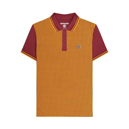 Front - Lambretta Mens Houndstooth Polo Shirt