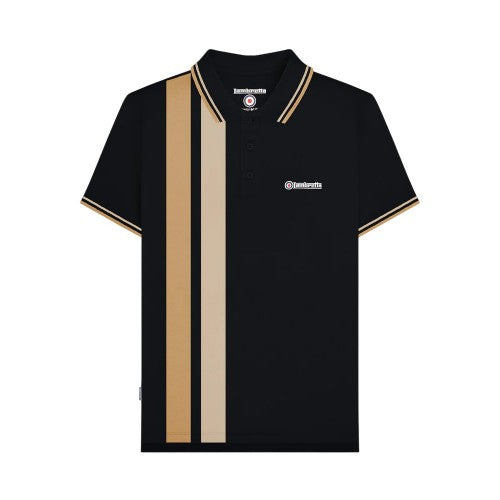 Front - Lambretta Mens Vertical Stripe Polo Shirt