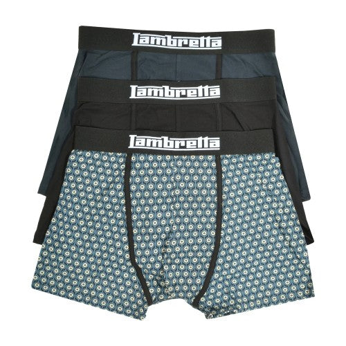 Front - Lambretta Mens Target Boxer Shorts (Pack of 3)
