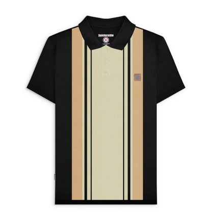 Front - Lambretta Mens Classic Yarn Dyed Stripe Logo Polo Shirt