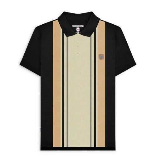 Front - Lambretta Mens Classic Yarn Dyed Stripe Logo Polo Shirt