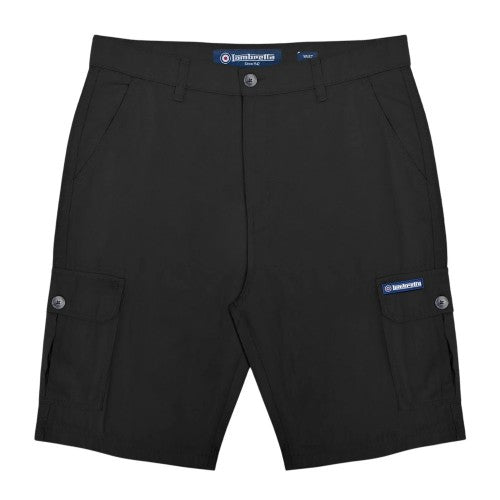 Front - Lambretta Mens Rubberised Logo Cargo Shorts