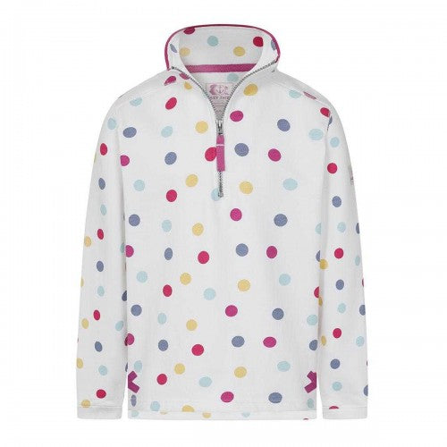 Front - Lazy Jacks Girls Spotted Quarter Zip Sweatshirt
