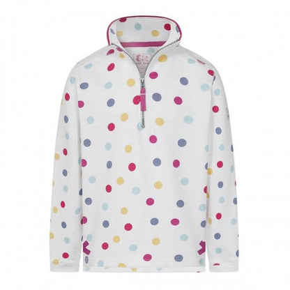 Front - Lazy Jacks Girls Spotted Quarter Zip Sweatshirt