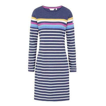 Front - Lazy Jacks Womens/Ladies Prism Stripes Long-Sleeved T-Shirt Dress