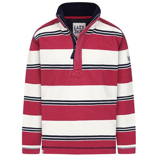 Rouge - Front - Lazy Jacks Boys Striped Pique Sweatshirt