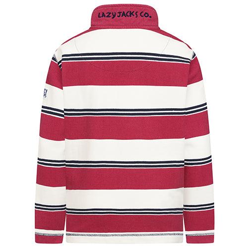 Rouge - Side - Lazy Jacks Boys Striped Pique Sweatshirt