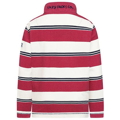 Rouge - Side - Lazy Jacks Boys Striped Pique Sweatshirt