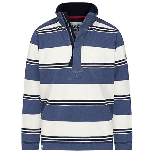 Front - Lazy Jacks Boys Striped Pique Sweatshirt