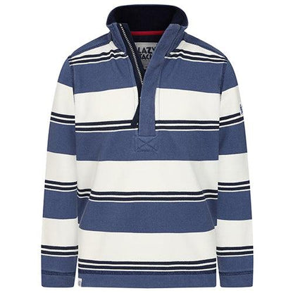 Front - Lazy Jacks Boys Striped Pique Sweatshirt
