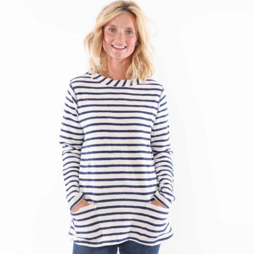 Ivory - Front - Lazy Jacks Womens-Ladies Striped Sweatshirt