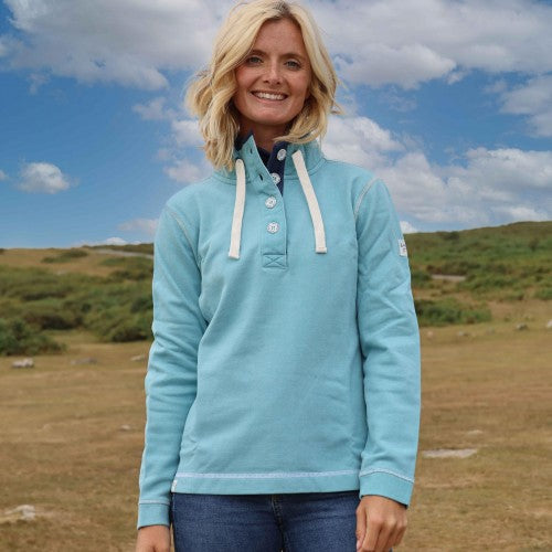 Front - Lazy Jacks Womens/Ladies Pique Button Neck Sweatshirt