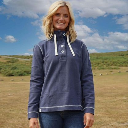 Front - Lazy Jacks Womens/Ladies Pique Button Neck Sweatshirt
