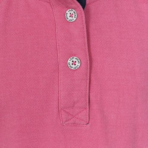 Salmon - Back - Lazy Jacks Girls Pique Button Neck Sweatshirt