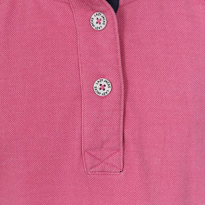 Salmon - Back - Lazy Jacks Girls Pique Button Neck Sweatshirt