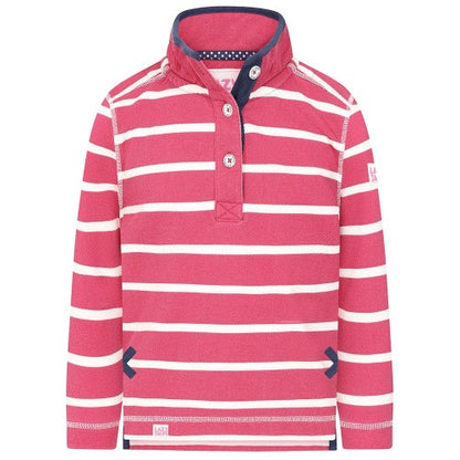 Front - Lazy Jacks Girls Striped Pique Sweatshirt
