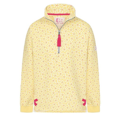Front - Lazy Jacks Girls Printed Quarter Zip Sweatshirt