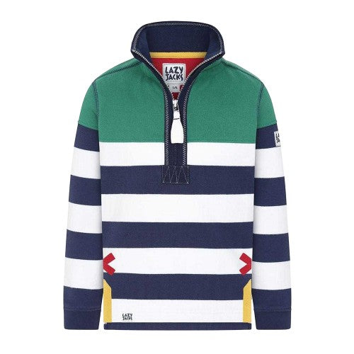 Front - Lazy Jacks Boys Striped Half Zip Sweatshirt