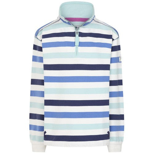 Front - Lazy Jacks Womens/Ladies Striped Quarter Zip Sweatshirt