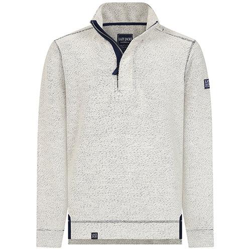 Grey Marl - Front - Lazy Jacks Mens Textured Quarter Zip Sweatshirt