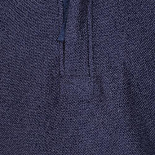 Marine - Back - Lazy Jacks Mens Textured Quarter Zip Sweatshirt