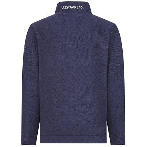 Marine - Side - Lazy Jacks Mens Textured Quarter Zip Sweatshirt