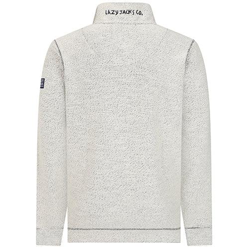 Grey Marl - Side - Lazy Jacks Mens Textured Quarter Zip Sweatshirt