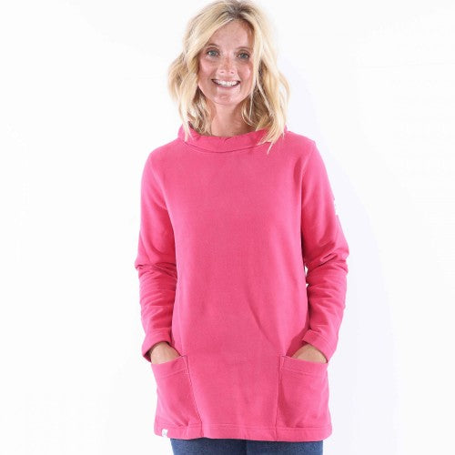 Front - Lazy Jacks Womens/Ladies Logo Roll Neck Sweatshirt