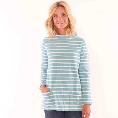 Front - Lazy Jacks Womens/Ladies Striped Roll Neck Sweatshirt
