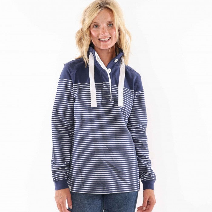 Front - Lazy Jacks Womens/Ladies Button Neck Sweatshirt