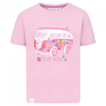 Front - Lazy Jacks Girls Campervan Cotton T-Shirt