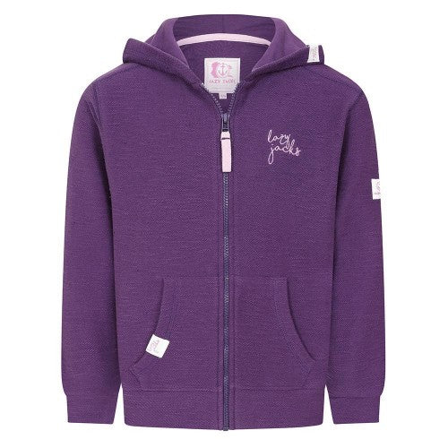 Front - Lazy Jacks Girls Textured Full Zip Hoodie
