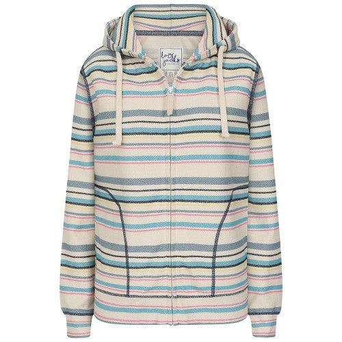 Front - Lazy Jacks Womens/Ladies Striped Textured Full Zip Hoodie