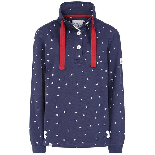 Front - Lazy Jacks Womens/Ladies Polka Dot Button Neck Sweatshirt