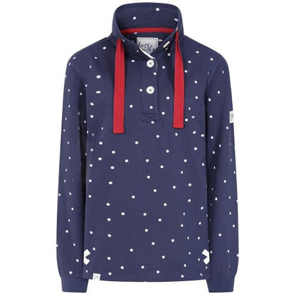 Front - Lazy Jacks Womens/Ladies Polka Dot Button Neck Sweatshirt