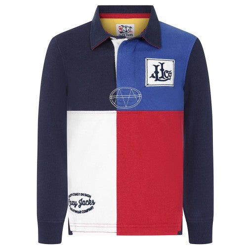 Front - Lazy Jacks Boys Colour Block Rugby Shirt
