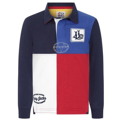Front - Lazy Jacks Boys Colour Block Rugby Shirt