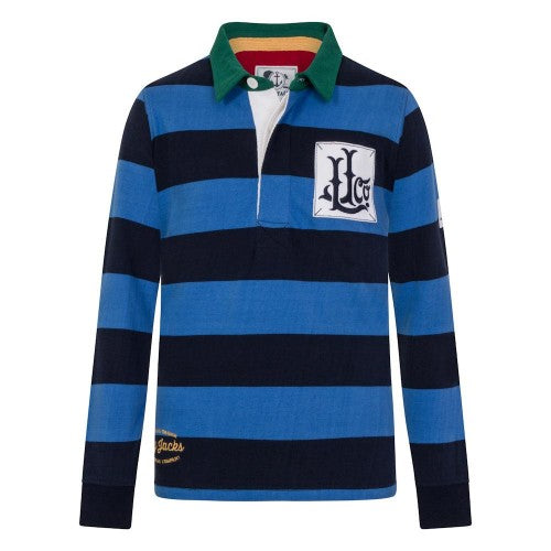 Front - Lazy Jacks Boys Contrast Striped Rugby Shirt