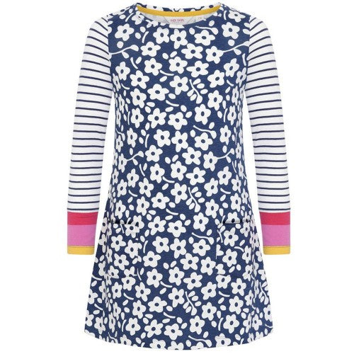 Front - Lazy Jacks Girls Relaxed Fit Long-Sleeved T-Shirt Dress