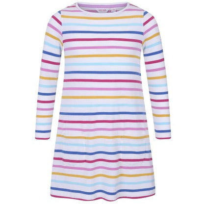 Front - Lazy Jacks Girls Striped Long-Sleeved T-Shirt Dress