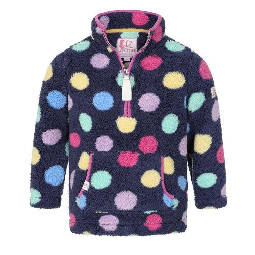 Front - Lazy Jacks Girls Soft Quarter Zip Snug Fit Fleece Jacket