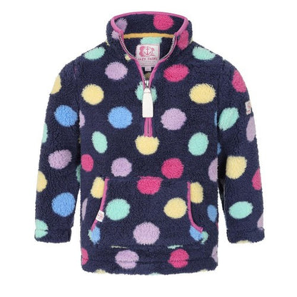 Front - Lazy Jacks Girls Soft Quarter Zip Snug Fit Fleece Jacket