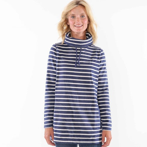 Front - Lazy Jacks Womens/Ladies Stripe Roll Neck Sweatshirt