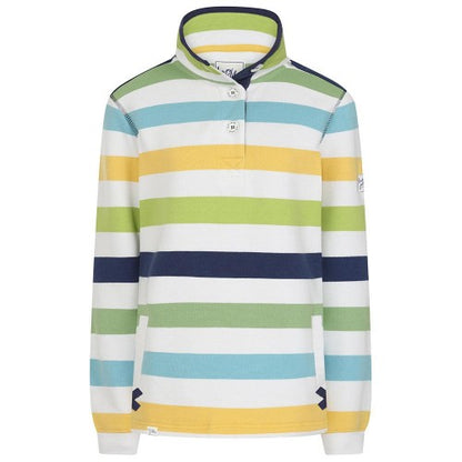 Front - Lazy Jacks Womens/Ladies Striped Button Neck Sweatshirt