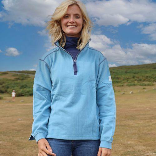 Niagara Blue - Back - Lazy Jacks Womens-Ladies Quarter Zip Sweatshirt