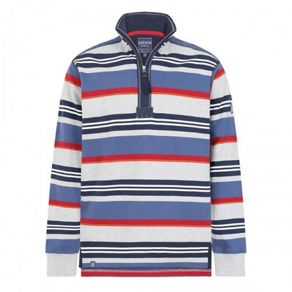 Front - Lazy Jacks Mens Striped Quarter Zip Sweatshirt