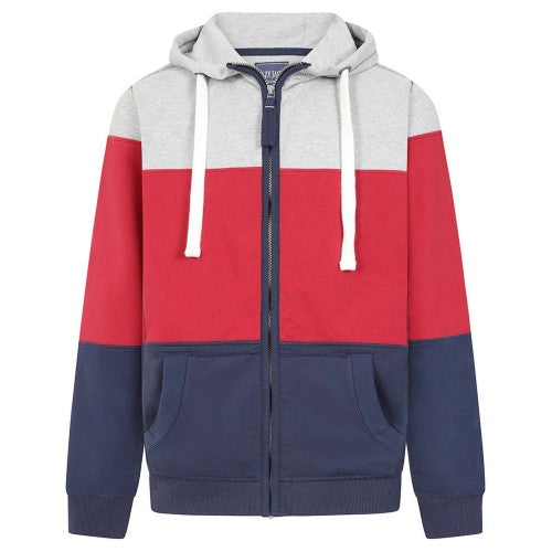 Front - Lazy Jacks Mens Contrast Panel Full Zip Hoodie