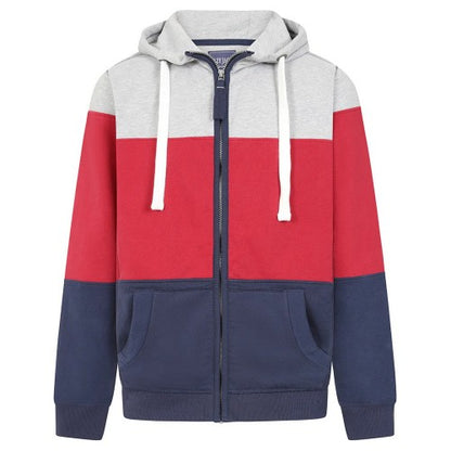 Front - Lazy Jacks Mens Contrast Panel Full Zip Hoodie
